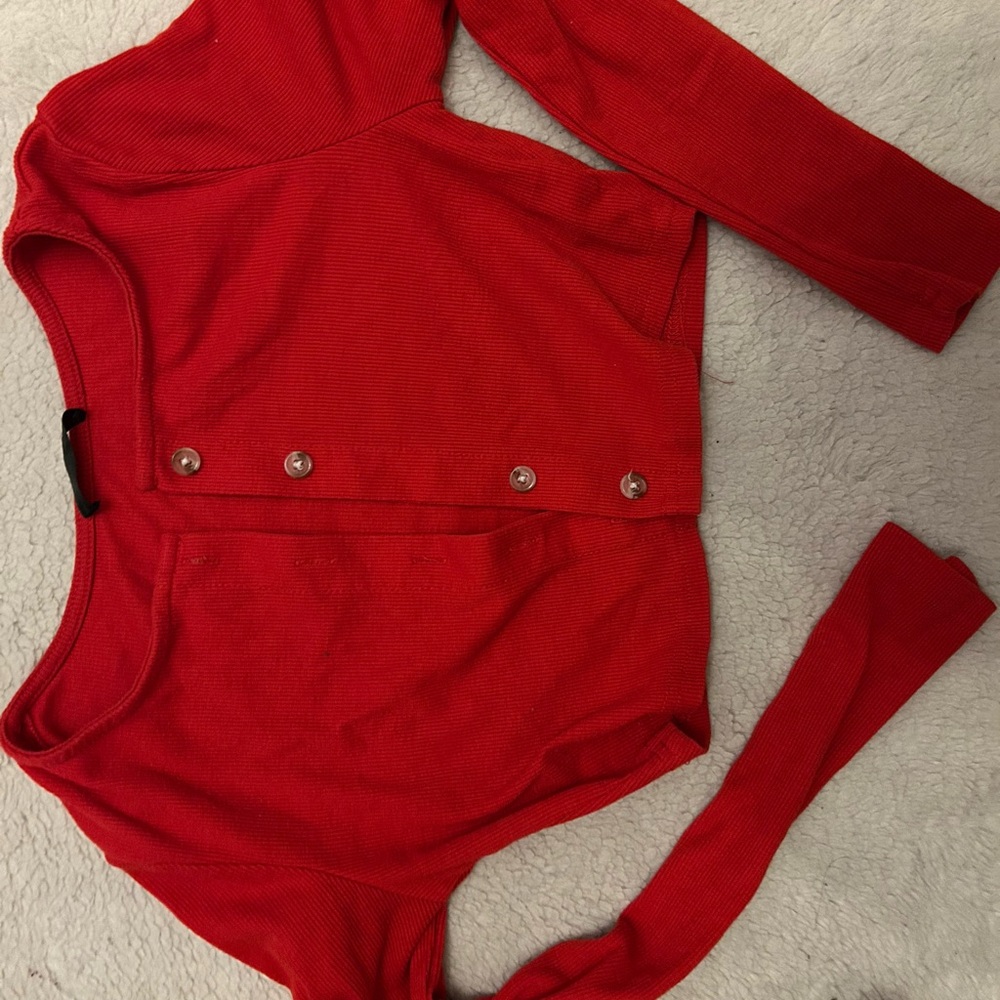Red Button-Up Cardigan